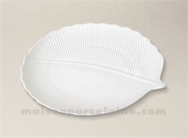 ASSIETTE FEUILLE LIMOGES PORCELAINE BLANCHE GM 24X19