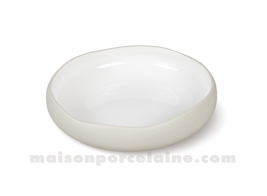 ASSIETTE GRES GOURMET MEDARD DE NOBLAT OSLO ECRU BRILLANT / DOS GREGE MAT 20 CM