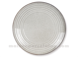 ASSIETTE GRES PLATE MEDARD DE NOBLAT FLOW GRIS 27CM