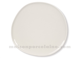 ASSIETTE GRES PLATE MEDARD DE NOBLAT OSLO GREGE BRILLANT / DOS ECRU MAT 27 CM