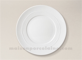 ASSIETTE PLATE LIMOGES PORCELAINE BLANCHE ONDE GRAVEE D27.5