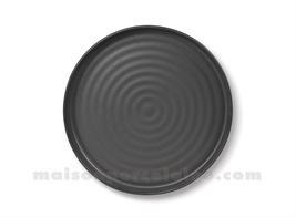 ASSIETTE PLATE PORCELAINE EMAIL NOIR MAT D19CM