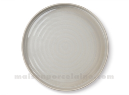 ASSIETTE PLATE PORCELAINE EMAIL REACTIF GRIS NACRE D25CM