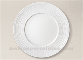 ASSIETTE PRESENTATION LIMOGES PORCELAINE BLANCHE ONDE GRAVEE D32