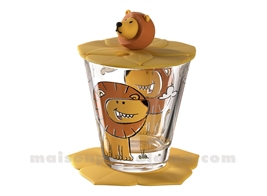 BAMBINI - VERRE + DESOUS ET COUVERCLE SILICONE - LION