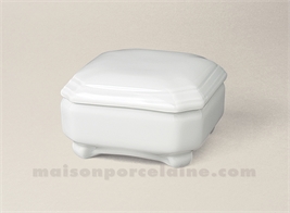 BOMBONNIERE LIMOGES PORCELAINE BLANCHE CARREE PIEDS PM 8X8