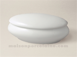 BOMBONNIERE LIMOGES PORCELAINE BLANCHE OVALE BOMBEE N°1 16X10