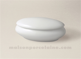 BOMBONNIERE LIMOGES PORCELAINE BLANCHE OVALE BOMBEE N°3 12X8