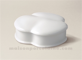 BOMBONNIERE LIMOGES PORCELAINE BLANCHE TREFLE 13X4