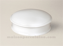 BOMBONNIERE PORCELAINE BLANCHE RONDE NARCISSE GM 13X6