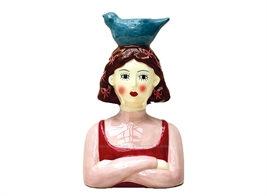 BOUGEOIR CERAMIQUE FILLE L12,8 P8,4 H19,6CM