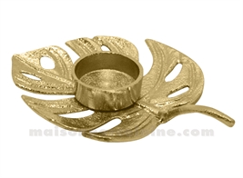 BOUGEOIR CHAUFFE PLAT FEUILLE DORÉ L17 P12,5 H2CM
