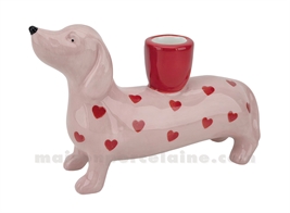 BOUGEOIR CHIEN CŒUR L17 P6 H11,5CM