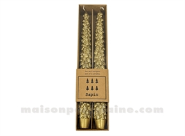 BOUGIES FLAMBEAUX SAPINS DORÉS - SET DE 2 D3 H25CM