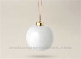 BOULE NOEL PORCELAINE BLANCHE A PEINDRE D8 - LA PIECE