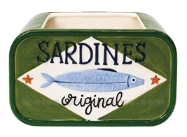 CACHE-POT SARDINES VERT L20,4 P11,9 H11,7CM