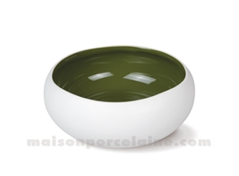 COUPELLE GRES MEDARD DE NOBLAT OSLO OLIVE BRILLANT / DOS ECRU MAT 12 CM