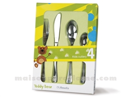 COUVERTS ENFANT TEDDY BEAR - SET DE 4 PIECES (2.5MM INOX 18/10) - Maison de  la Porcelaine