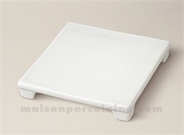 DESSOUS PLAT PORCELAINE BLANCHE CARRE PIEDS 15X15