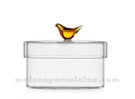 ICHENDORF  - OISEAUX - BOITE BASSE OISEAU AMBRE H7,5X10CM