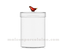 ICHENDORF  - OISEAUX - BOITE HAUTE OISEAU AMBRE H18,5X10CM
