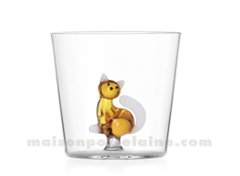 ICHENDORF  - TABBY CAT - GOBELET CHAT ASIS AMBRE/QUEUE BLANCHE 35CL