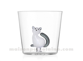 ICHENDORF  - TABBY CAT - GOBELET CHAT ASSIS BLANC/QUEUE FUMEE 35CL
