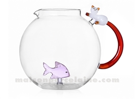 ICHENDORF  - TABBY CAT - PICHET BOULE CHAT BLANC/ANSE AMBRE 2,4L