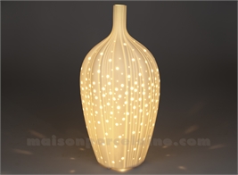 LAMPE BISCUIT PORCELAINE - ALLONGEE STRIEE PM D17.7X H32.2CM