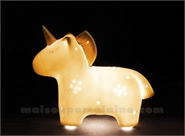 LAMPE BISCUIT PORCELAINE - LED LICORNE 14X5X11