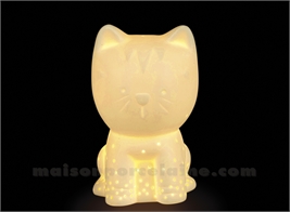 LAMPE BISCUIT PORCELAINE - LED MINI  - CHATON BLC 9X13XH14