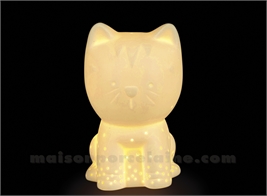 LAMPE BISCUIT PORCELAINE - LED MINI  - CHATON BLC 9X13XH14