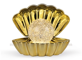 LAMPE DÉCORATIVE COKI DORÉ BRILLANTE À PILES L17,5 P12,5 H15CM