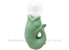 LAMPE LED POISSON MATCHA À PILES L13,5 P8,2 H27CM