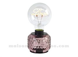 LAMPE LED VANESS ROSE LOVE À PILES L11 P8 H16,5CM