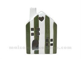 MAISONNETTE LUMINEUSE RAYÉ KAKI LED À PILES D7 H10CM