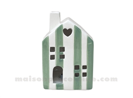 MAISONNETTE LUMINEUSE RAYÉ MATCHA LED À PILES D7 H10CM