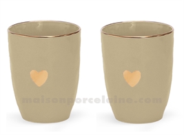 MATINS CALINS - SET/2 GOBELETS TAUPE - D8 H10,3CM