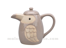 OISEAU BEIGE - THÉIÈRE L12,5 P12,5 H16CM