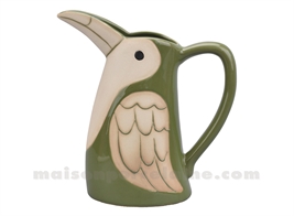 OISEAU VERT - PICHET DÉCORATIF L20,5 P10,5 H22,4CM
