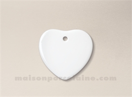 PENDENTIF/MEDAILLON PORCELAINE BLANCHE A PEINDRE COEUR 4,6X5,3