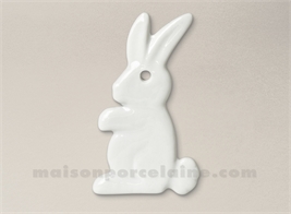 PENDENTIF/MEDAILLON PORCELAINE BLANCHE A PEINDRE LAPIN 6X3,5X6