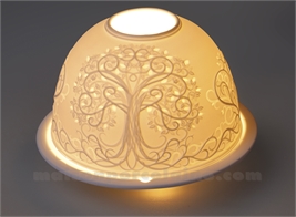 PHOTOPHORE LITHOPHANIE BISCUIT DE PORCELAINE ARBRE DE VIE