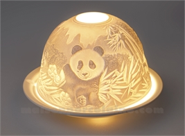 PHOTOPHORE LITHOPHANIE BISCUIT DE PORCELAINE PANDAS