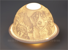 PHOTOPHORE LITHOPHANIE BISCUIT DE PORCELAINE ST BERNARD