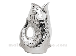 PICHET VASE POISSON GM ARGENTÉ L16,5 P11 H25,3CM