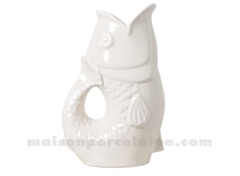 PICHET VASE POISSON GM BLANC CASSÉ L16,5 P11 H25,3CM