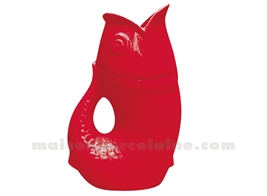 PICHET VASE POISSON XXL ROUGE L16,5 P26 H39,5CM