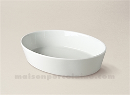 PLAT A FOUR OVALE SABOT INDIVIDUEL PORCELAINE BLANCHE 3 TOQUES 19X12.5