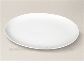 PLAT OVALE PORCELAINE BLANCHE COUPE OMEGA 33CM